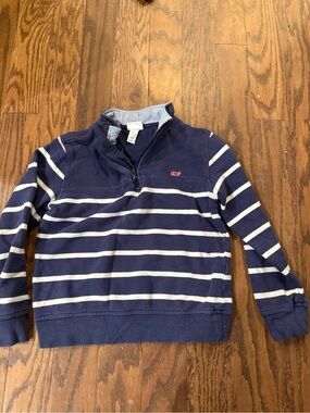 Vineyard Vines Navy and White Striped Half-Zip Pullover